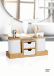 BAMBOO BATHROOM ORGANIZER WITH DRAWER | WHITE